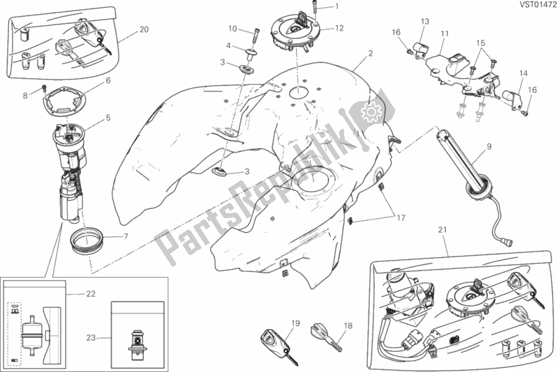 Todas las partes para Depósito De Combustible de Ducati Multistrada 1200 S Thailand 2018